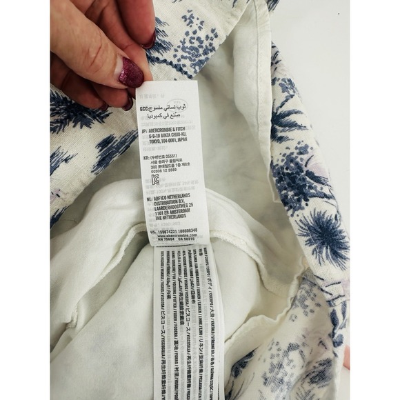 Abercrombie Fitch Dress Womens SP Linen Blend Smocked Sundress Cottagecore Q1008 - Picture 10 of 11